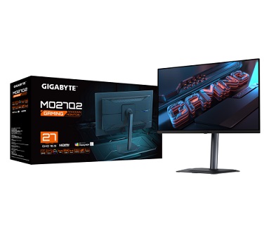 מסך מחשב לגיימרים 27 אינץ' רמקולים מובנים ג'יגהבייט Gigabyte MO27Q2 Gaming Monitor 27 Inch 2K 2560x1440 QHD QD-OLED 240Hz 0.03ms AMD FreeSync Premium Pro 2xHDMI 1xDP 3x USB 1xEarphone Jack Speaker Black